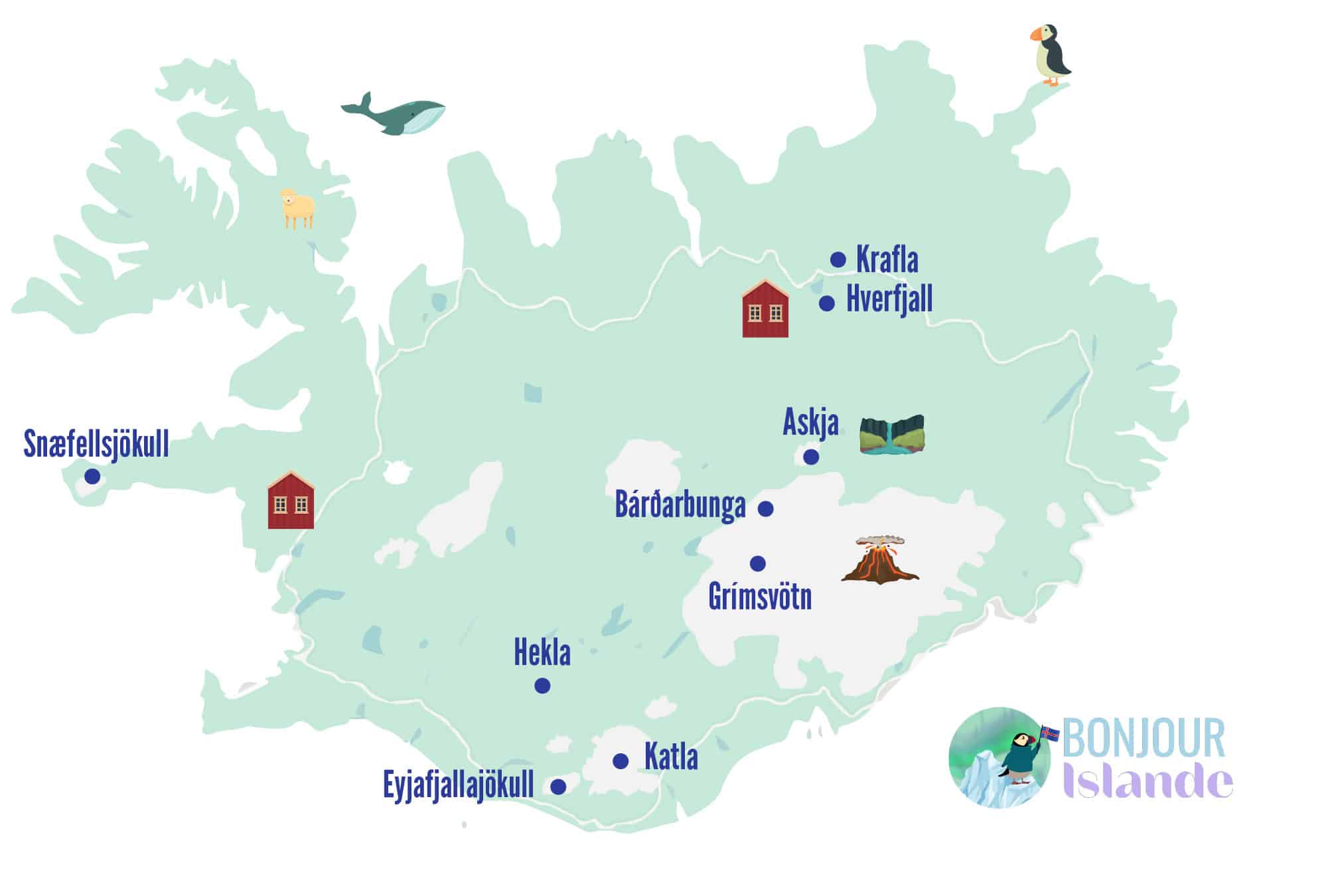 carte volcans islande