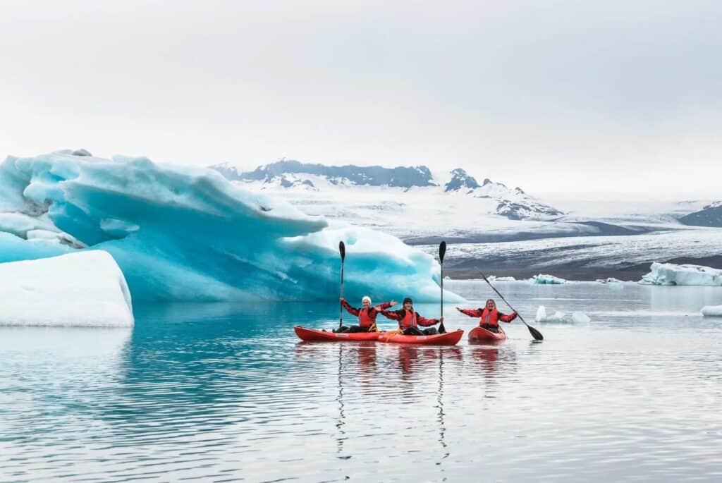 Excursion en kayak dans la lagune glaciaire de Jökulsárlón