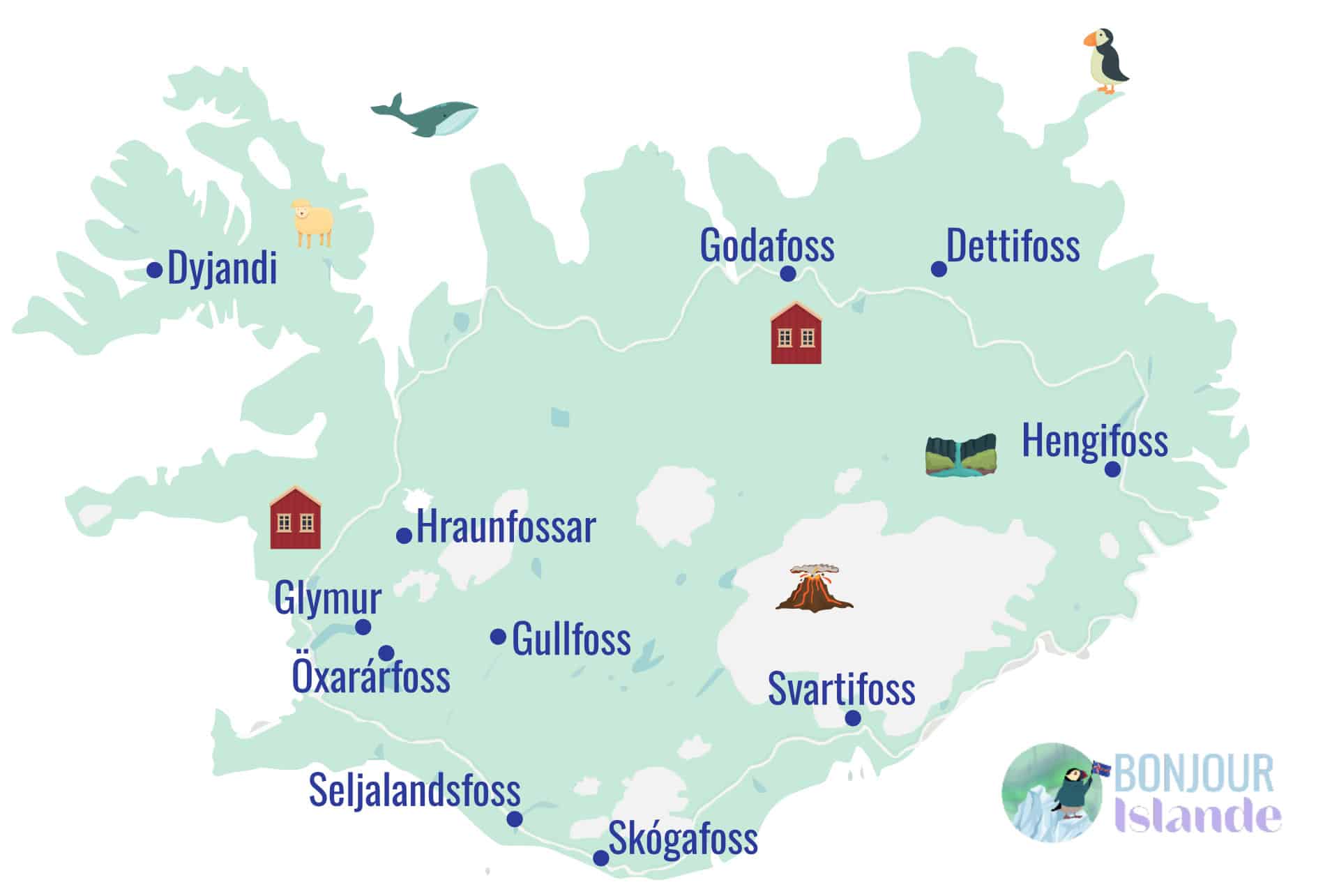 map cascade islande