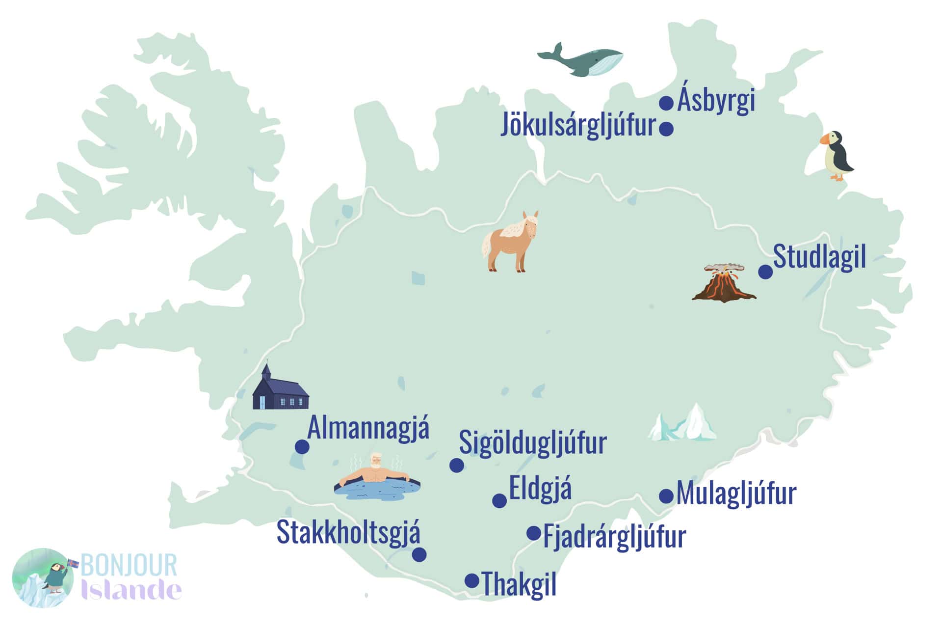 map plus beaux canyons islande