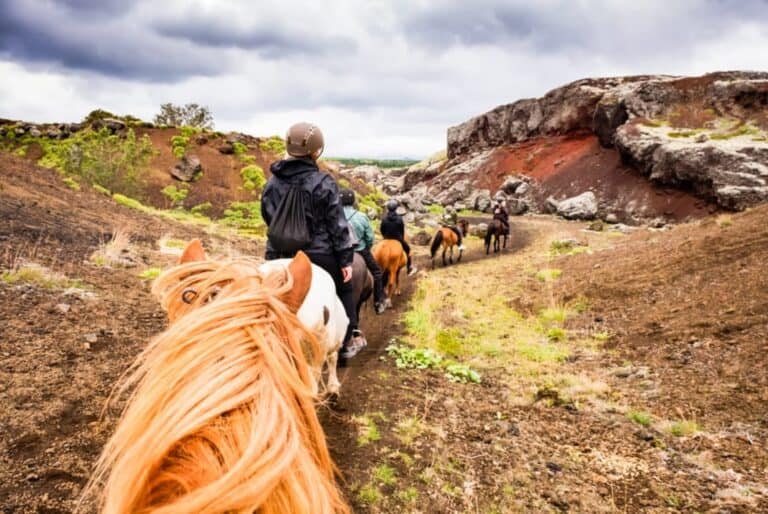 Randonnée à cheval dans les champs de lave