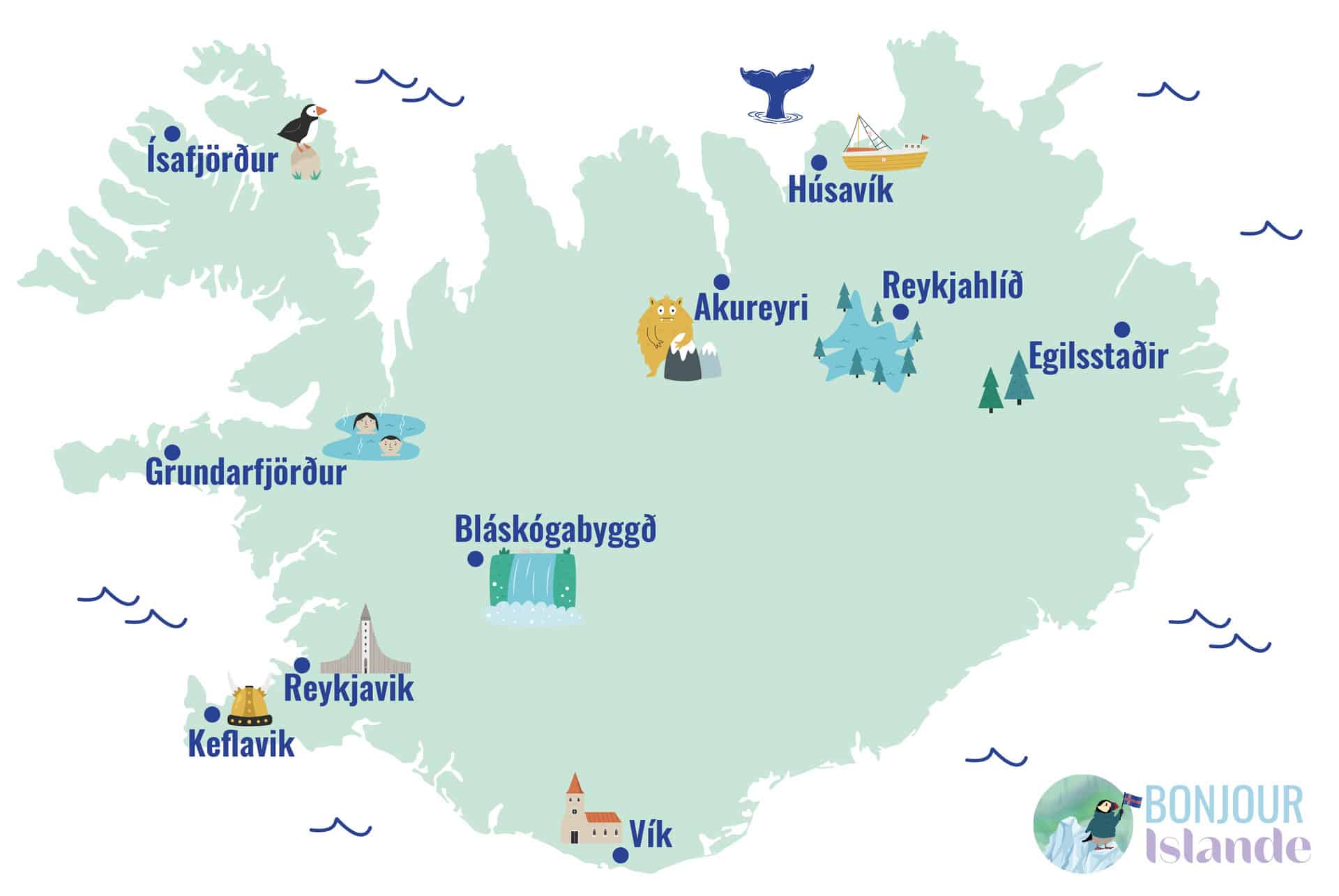 Map Où dormir en Islande Map Où dormir en Islande