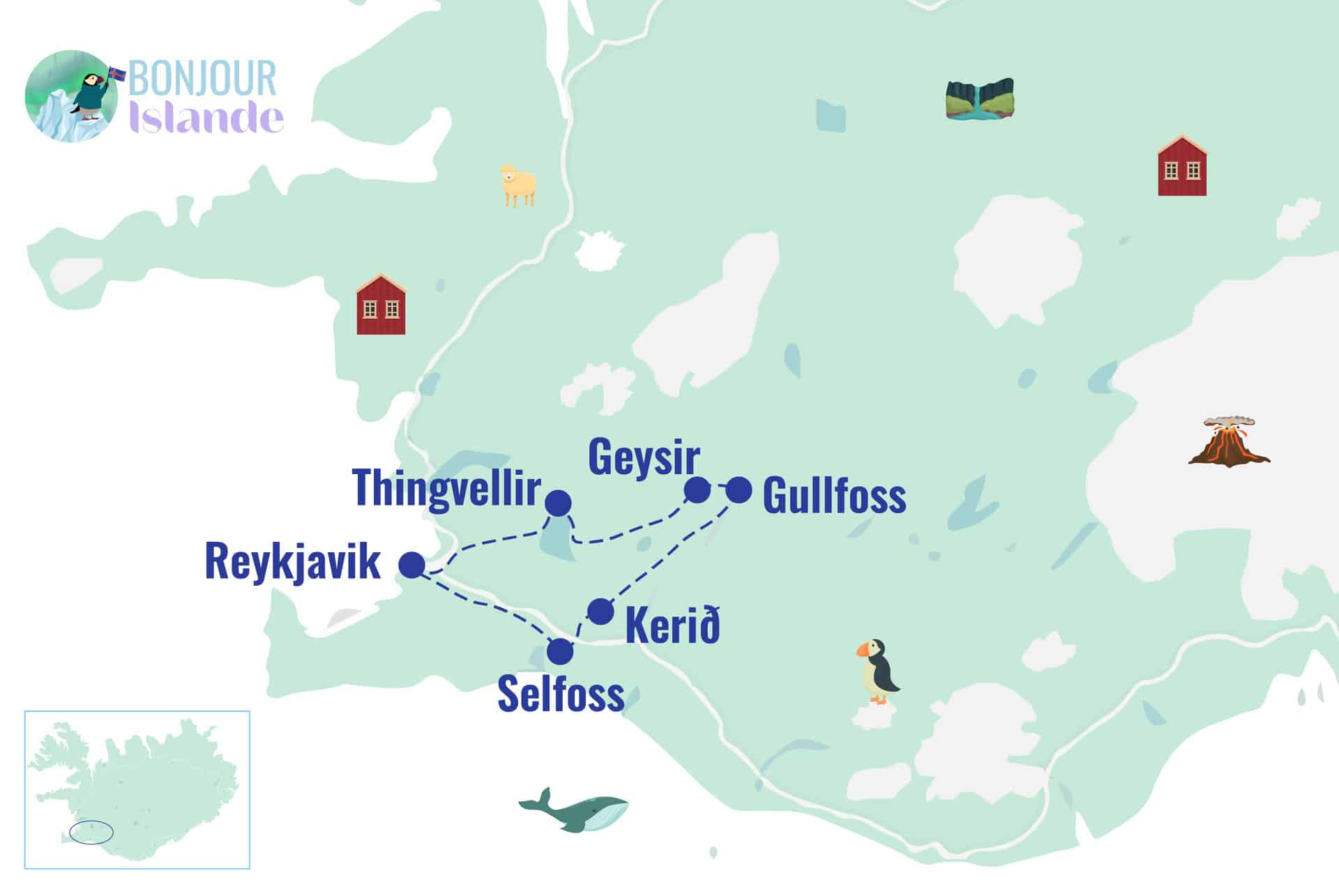 map cercle or islande