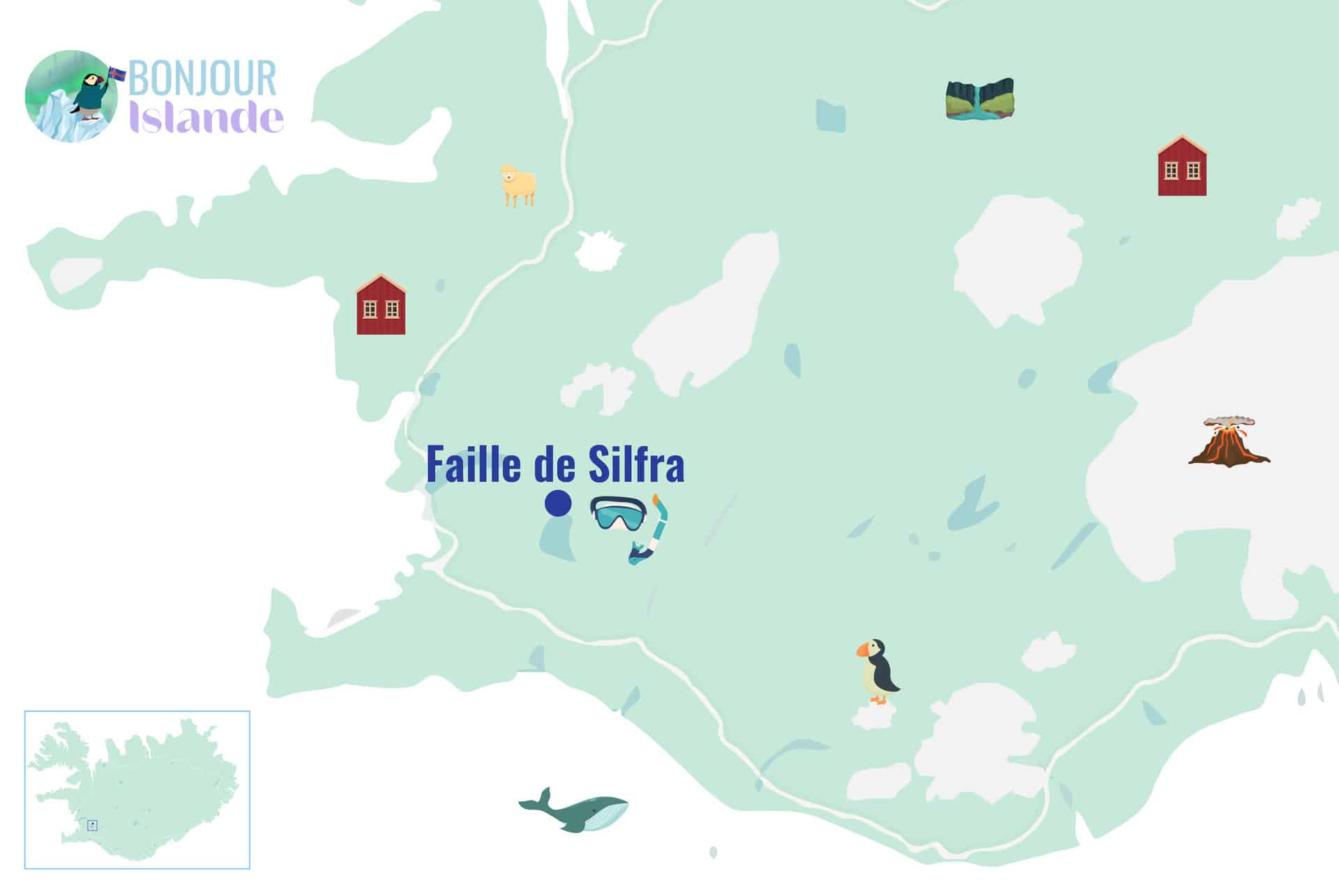 map faille silfra islande
