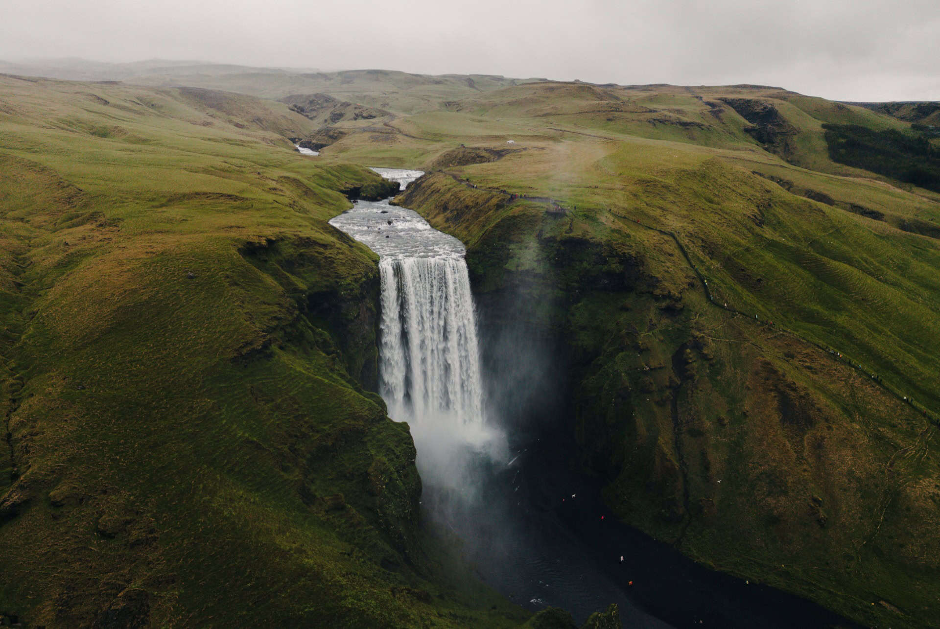 skogafoss vue aerienne