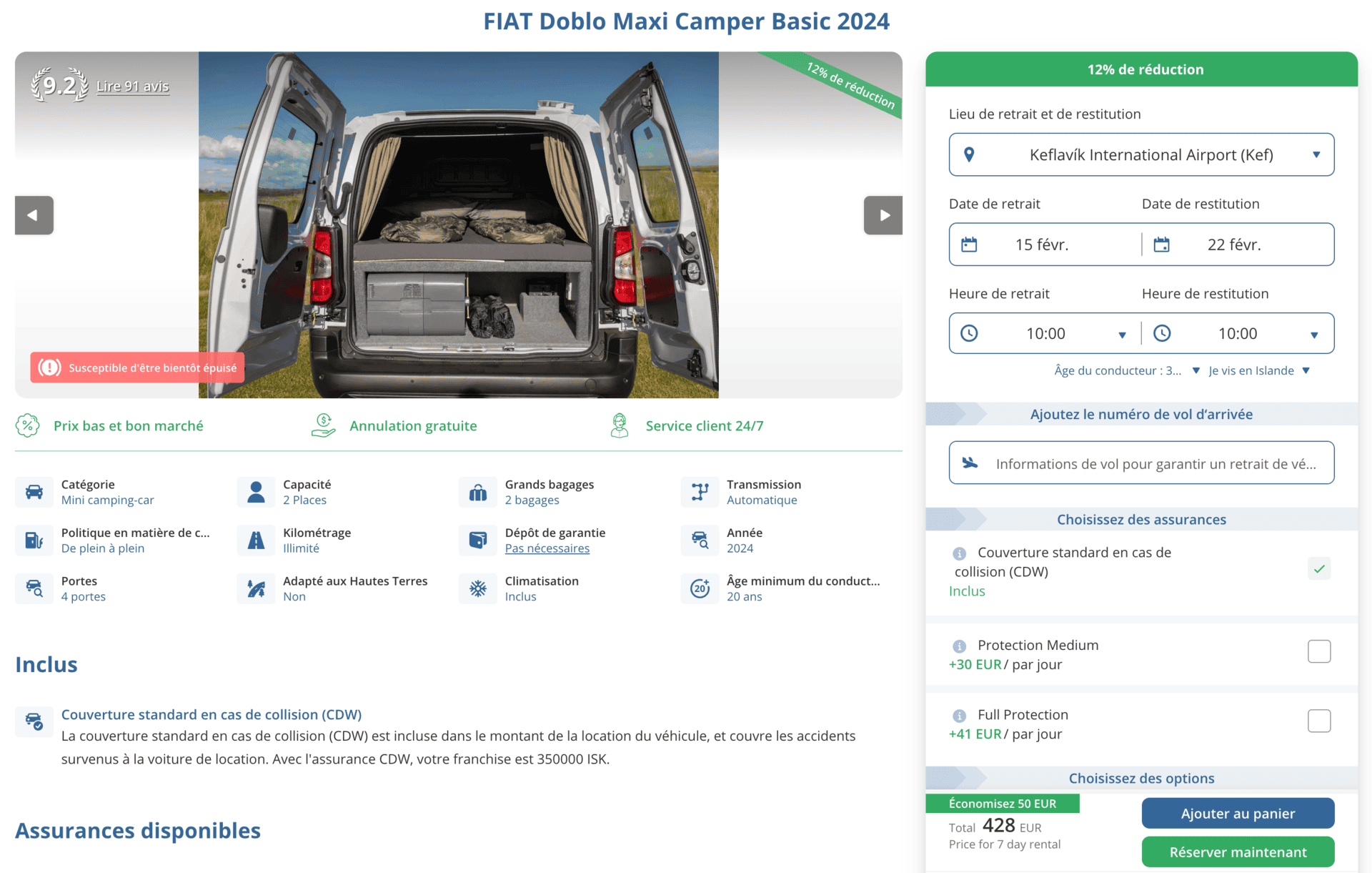 location van islande 2 places location van islande 2 places